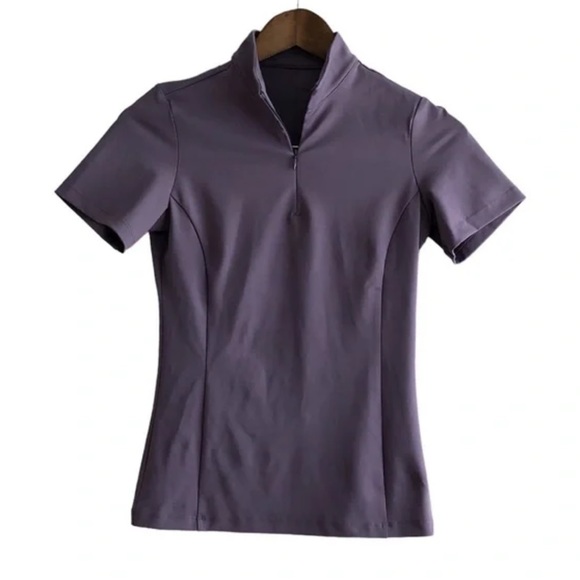 TKEQ Quinn Essential Horse Show Competition Stretchy Short Sleeve Shirt Purple - Picture 2 of 11
